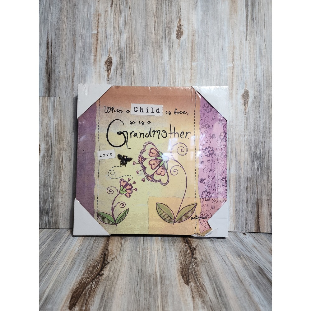 Grandmother Wall Art 12x12 Floral Canvas When a Child is Born New